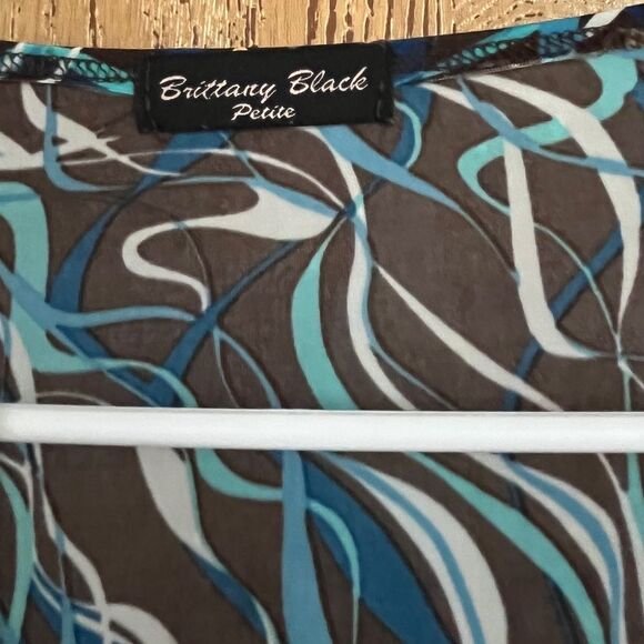 Brittany Black Women’s Blue & Green Multi Ruched Keyhole Front Detail Top Sz-M - Picture 5 of 5